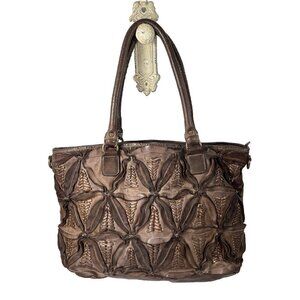 Amsterdam Heritage leather with floral  whipstitch detailing  purse